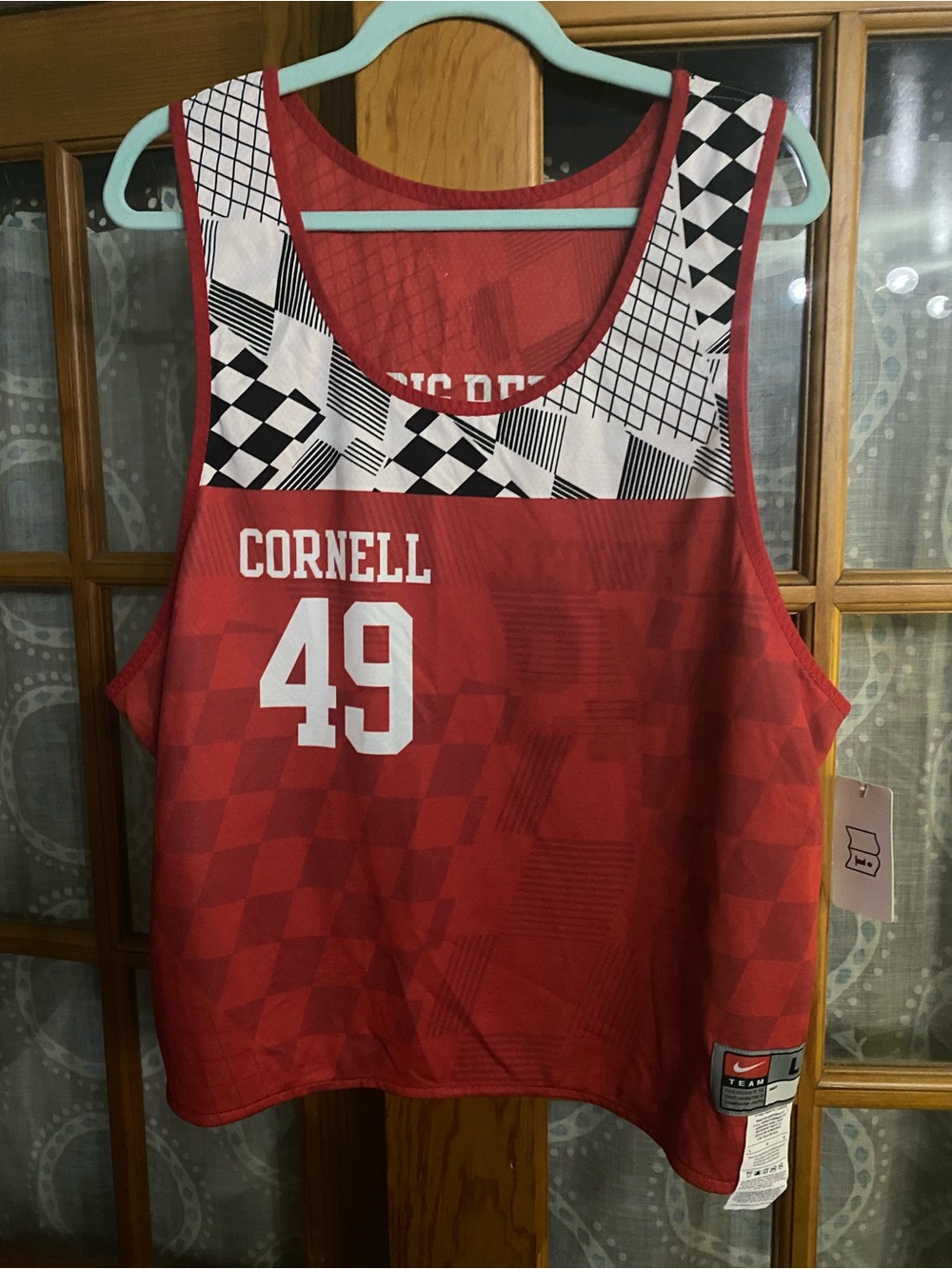 NWT Nike Cornell Red Mens Large Reversible Number 49 Pinny Tank Top Jersey